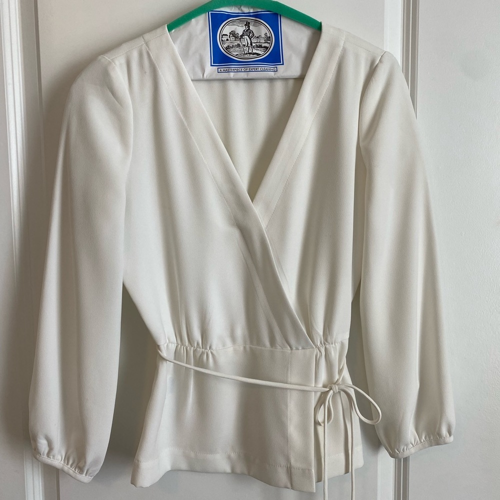 J. Crew drapery crepe faux wrap top, size O
